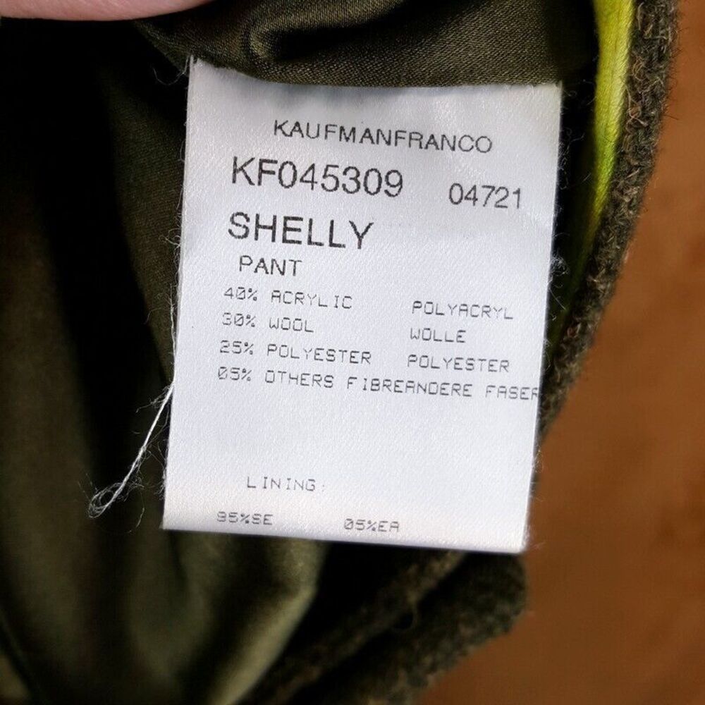 KAUFMAN FRANCO Pants Womens Size 4 Green Tweed Bootcut Slit Ankle Trouser SHELLY - Picture 5 of 9